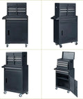 Heavy Duty Metal Rolling Tool Cart With Drawers For Power Tools And Workshop Organization Black On Wheels Large Garage Storage Cabinet With Four Rugged Wheels