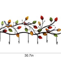Heavy Duty Wall Mounted Entryway Coat Rack With Seven Nifty Hooks Solid For Long Coats Big Handbags And Daily Keys in colorful leaf design.