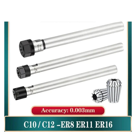 High Precision ER Extension Rod For Machine Tools With Ultra Low Runout 0.005mm Accuracy And Stable Cutting Performance Straight Shank Collet Holder, featuring three alloy steel rods.