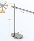 Modern Desk Lamp Metal Aluminum Alloy Dimmable LED Desk Light With USB Charging Port Eye Caring Table Lamp Touch Control Five Color Modes And Six Brightness Levels Timer For Home Office And Bedroom dimensions shown
