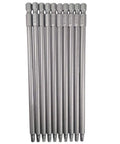 Ten Piece Square Drive Bit Set With One Quarter Inch Shank Magnetic SQ2 Square Head Bits Five Point Nine Inch Length