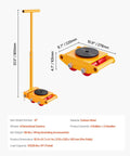 Heavy Duty 6-Ton Machinery Skate Dolly With 360-Degree Rotating Industrial Mover, 13228 Lbs Load Capacity, PU Rollers, Bright Yellow Workhorse For Easy, Secure Heavy Equipment Transport, carbon steel, 4 direction casters