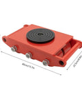 Heavy Duty Machinery Mover Dolly Skates With Six Heavy Duty Rollers 17600 Lbs Load Rating Yellow Industrial Cart Smooth No Sweat Moving red dolly skate with roller pad and dimensions.