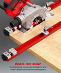 Edge Guided Circular Saw Guide Rail For 12 Inch Saw Base Aluminum Alloy Milling And Cutting Guide With Dual Lock Red in use