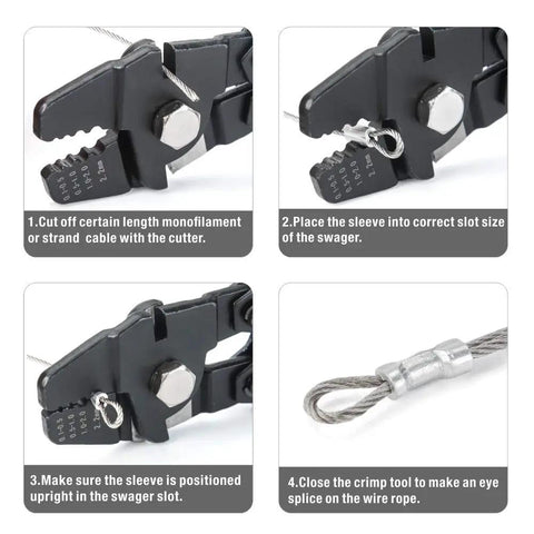 Wire Rope Swager For Crimping Fishing Lines Up To 2.2mm Hardened Steel Jaws With Black Oxide Finish in use demonstration