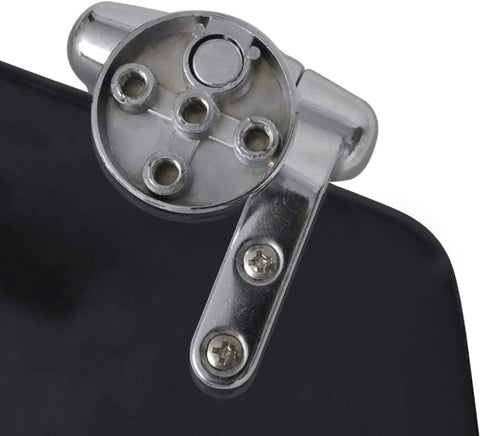 Close-up of the hinge mechanism for Dual Pack Toilet Seat Set Featuring Silent Soft Close Lids And Sturdy Mdf Build.