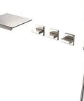 Brushed Nickel Wall Mount Tub Faucet With Hand Shower And Wide Waterfall Spout High Flow Brass Valve 1.8 GPM WaterSense Certified