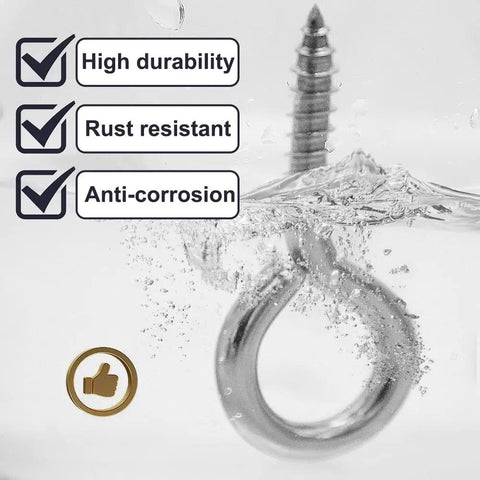8-Pack 304 Stainless Steel Eye Screws, 2.5 Inch M6 Heavy Duty Eye Hooks submerged, showcasing rust resistance and durability.