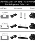 Thin Rip Jig For Table Saw Fast Safe Narrow Strip Cuts Repetitive Thin Strips Dual Bearings compatible with U and T slot tracks.