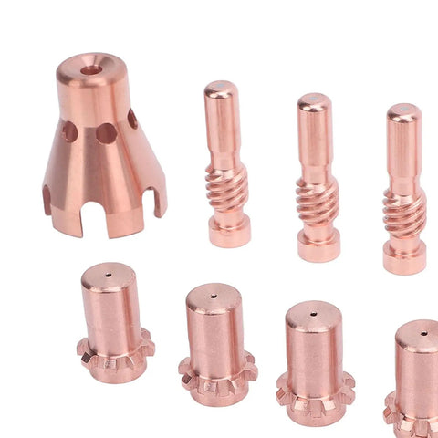 Dope Welding Consumables Kit For 100L And Tweco Mini Guns Featuring Brass Electrodes Nozzles Plus Contact Tips Diffuser Gas Nozzle Complete Setup with various brass components.