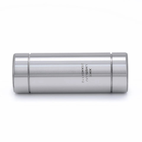 Sealed Lengthened Linear Ball Bearing Set 25x40x112mm LM25LUU, shown on side, for 3D Printer CNC, low noise dustproof M4 rod guide