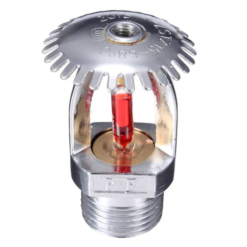 Badass Heavy Duty Upright Fire Sprinkler Heads Two Pack Slick Chrome Plated Copper with K80 quick response and red glass bulb.