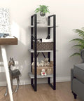3 Tier Industrial Book Cabinet For Small Spaces Open Front Bookshelf with 3 Shelves Engineered Wood Bookcase with decor