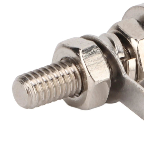 Current Terminal Connector M4 Thread 27mm Length 20A Rated Brass Terminal For Industrial Equipment Heavy Duty Welding Machinery Inverters RVs Ships And More 4mm Inner Hole Durable Electrical Component close-up