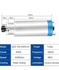 Diagram of 5.5kW Water Cooled ER20 CNC Spindle For 220V And 380V Systems, 125mm Shaft, 24,000 RPM specifications.