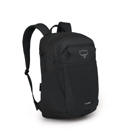 Urban Commuter Laptop Backpack With 16 Inch Laptop Sleeve AirScape Backpanel Front Organizer Stretch Pocket And Blinky Light Attachment For Campus And City Commutes in black, showing full front view.