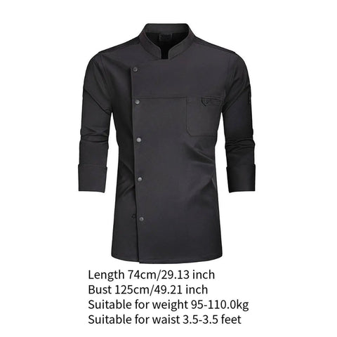 Heavy Duty Chef Coat With Chest And Sleeve Pocket Plus Hella Breathable Fabric That Keeps You Cool In The Heat Top Drawer Restaurant Cook Uniform, black, size 74cm length, breathable material.