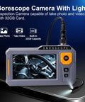 Dual Lens 5 Inch IPS Endoscope Camera With Light Waterproof SemiRigid Cable Borescope Inspection Tool With 32GB Card For Photo And Video Recording Ideal For Automotive Plumbing Drain And Wall Inspections, front view