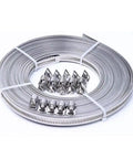 Top Shred Hosrivae 304 Stainless Steel Hose Clamp Kit With 5M Band And 10 Heads For Secure Garden Fence Pole Mounting Car Repair Heavy Duty Wire Cable Ties That Are Rust Proof And Totally Awesome 304 stainless steel band roll with 10 clamp heads