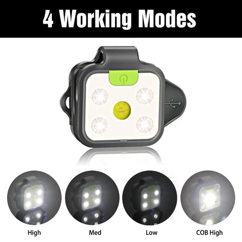 Front view of Two Pack Go To Night Run Lights showing four lighting modes and sturdy clip design for outdoor use.