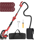 Beast 750W Drywall Sander With Vacuum And LED Light Six Variable Speeds 1000 To 1850 RPM Foldable Disc Sander Kit, accessories shown