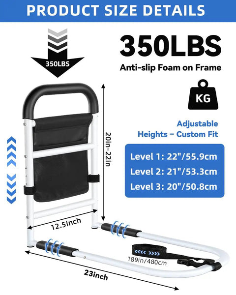 Beefy Heavy Duty Bed Rails For Seniors Safety Adjustable Bed Guard Rail For Fall Prevention Up To 350 Pound Capacity Reinforced Steel