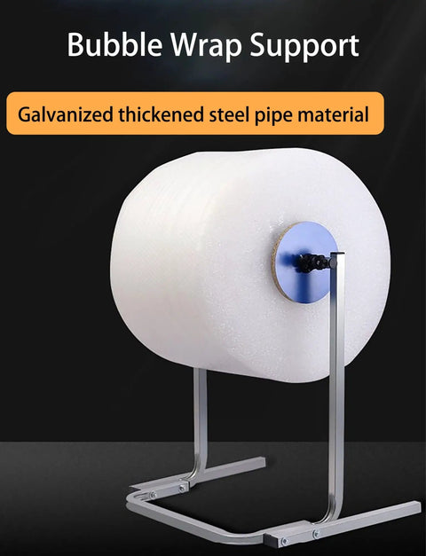 Heavy Duty Bubble Wrap Dispenser Stand With Reinforced Galvanized Steel Roll Holder for efficient packing and shipping.
