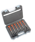 Top Shelf Forstner Bit Set Including Centering Hole Saw Cutter And Wood Drilling Tools For Smooth Plywood Projects in case.