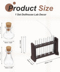 1/12 Scale Dollhouse Miniature Glass Test Tube Kit With Wooden Rack Brown Color Decorative Lab Gear For Dollhouse Science Scene