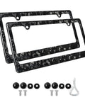 Fresh Dope Forged Carbon Fiber License Plate Frame Slick Real Carbon Tag Holder Cover For Your Ride With Tight Screw Caps Secure Two Hole Mount Rust Free And Weather Shield Lightweight Two Pack with screws and caps
