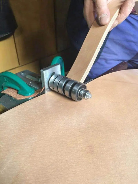 Leather Strap Cutter Machine Pro Grade Heavy Duty Aluminum Alloy Belt Cutting Tool in use cutting thick leather