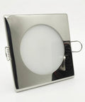 predolo Square LED Recessed Light Dimmable Indoor Lighting Spring Clip, 7W, shiny silver finish, square design with clip.