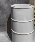 Built Tough Thickened Steel Drum Rack For Heavy Duty Oil Barrel Storage With Non Slip Pads And Reinforced Frame Shop Grade Warehouse Ready Solution, white steel oil barrel in a warehouse.