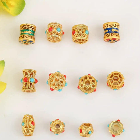 Grab These Dope Hollow Transfer Beads For Your Next DIY Jewelry Build And Stack Up Some Fire Sand Gold Spacer Charms in various designs.