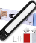 18 Inch Plug In Under Cabinet Lighting With 1000 Lumen LED 5 Foot Cord Dual USB Ports 120V 3 Prong Outlet And 3000K 4000K 5000K High Low Switch For Garage Workbench Kitchen showing light, box, and installation accessories