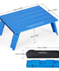 Ultralight Aluminum Mini Table With Adjustable Retractable Legs, 66 Lb Capacity, Foldable Beach Picnic Table shown folded and in bag