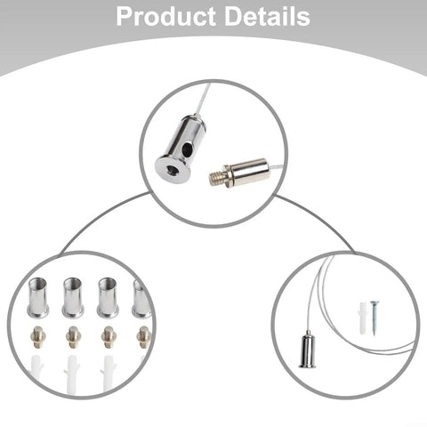 Infrared Heater Ceiling Mount Bracket With 1m Adjustable Steel Cable Hanging Kit Stainless Steel Silver Heavy Duty 4 Pack parts
