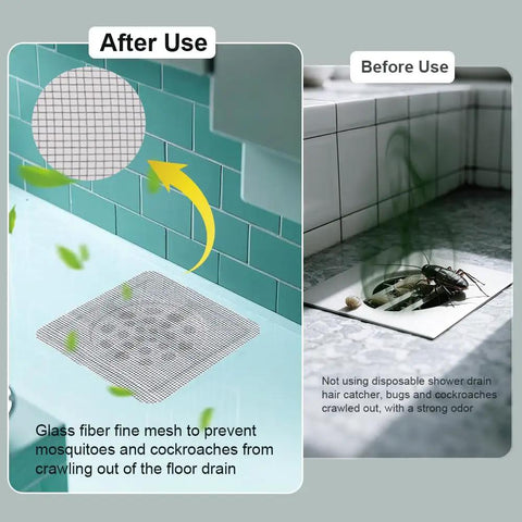 Ditch Sneaky Drain Clogs Now With These Heavy Duty Disposable Hair Catcher Stickers acting as mesh filter to prevent clogs before use.
