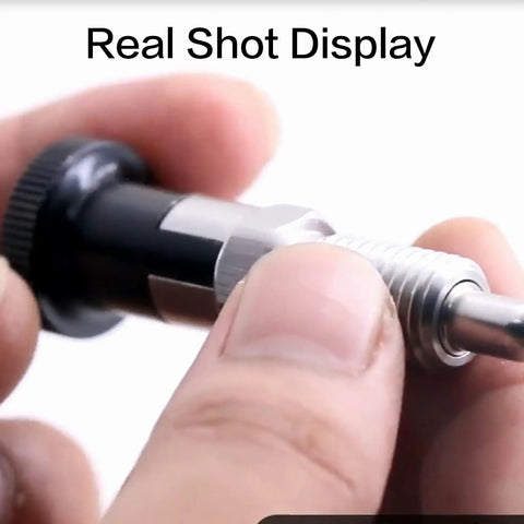 Close-up of Top Shelf M8 Self Locking Indexing Pin With Spring Loaded Latch Bolt, showing size and detail during installation.