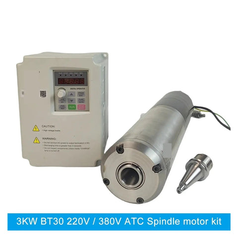 Badass Water Cooled ATC Spindle For CNC Metal Router With Automatic Tool Changer And Inverter 3KW BT30 high torque motor kit with controller.