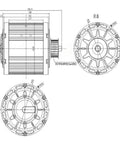 Heavy Duty 72 Volt Mid Drive Motor Kickin Butt On Trails With Belt Driven Pulley System For Electric Dirtbikes And Moped Builds Modular Setup Lets You Swap Parts And Keep Rolling Smooth All Day Long - technical drawing showing dimensions and motor design.