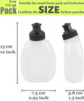 Two Pack 6oz Running Water Bottles For Hydration Belts And Waist Packs, shown with measurements, focus on compact size and leak proof sip lids.