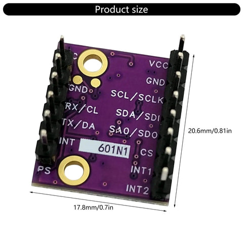 Compact 6DOF Gyroscope And Accelerometer Sensor Module With Multiple Protocols For Embedded Navigation In Tight Spaces Built For Robotics Autonomous Systems And Device Makers Needing Durable Drop In Multi Function Sensing Supports I2C SPI UART CAN, 20.6x17.8mm PCB