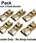 Bombproof 2 Inch Ratchet Buckle With Fixed J Hook Replacement Kit For Heavy Duty Tie Down Straps, 6 pack, buckle only.