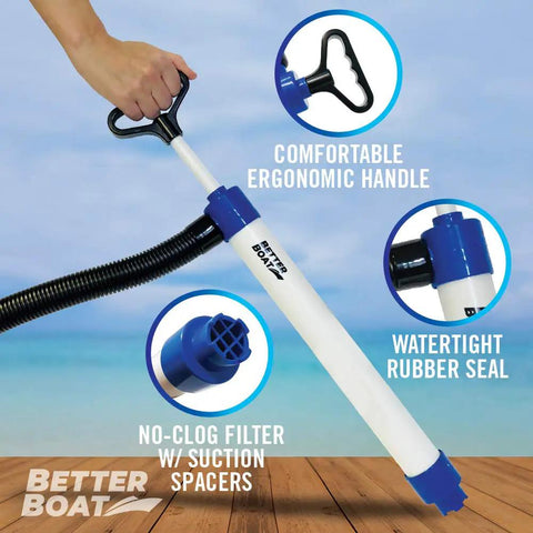 Portable Handheld Bilge Pump With 39 Inch Hose For Boats Kayaks And Dinghies No Fuss 20 GPM Water Siphon Bailer Marine Grade