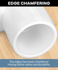 Close-up of 4 Way PVC Fittings 1 Inch 12 Pack Heavy Duty Furniture Grade Pipe Connectors with chamfered edges for safety and durability.