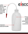 1 Liter Clear Polyethylene Wash Bottle With Tough As Nails Build, Screw Cap And Flexible Delivery Tube For Easy Liquid Dispensing Includes Tube Cap Built To Last, Temperature Safe From Minus 50C To 80C, Resistant To Acids And Alcohols. translucent wash bottle with flexible tube