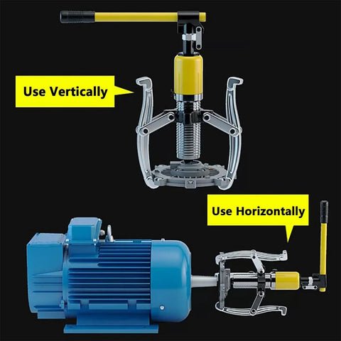 Beefy Hydraulic Gear Puller Kit With 2 And 3 Jaw Convertible Claws for vertical and horizontal use shown