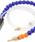 Fully Sealed Mist Coolant Lubrication Spray System with 420mm tube, 4mm air pipe, and leak-proof air seal connector setup.