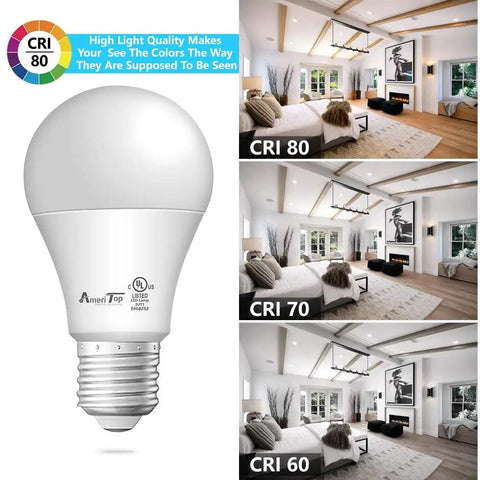 A19 LED Light Bulbs Six Pack 9W 60W Equivalent 830 Lumens Daylight 5000K E26 Base UL Listed Non Dimmable with CRI 80